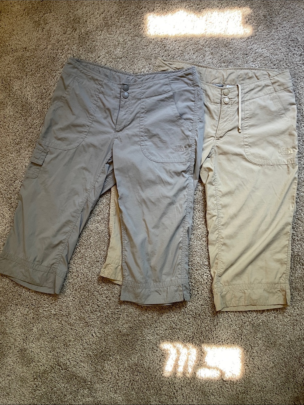 The North Face Women's Capri Cargo Pants - Gray & Tan Size 10 Lightweight 2 pair